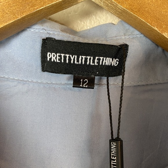 Pretty Little Thing 12 Leni Blue Shirt Dress Mini Old Money Slouchy Preppy - Picture 5 of 8